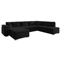 WOHNLANDSCHAFT Niko Bis, Seite: Links - Schwarz, Holz/Textil (348/76/205cm) - MIRJAN24