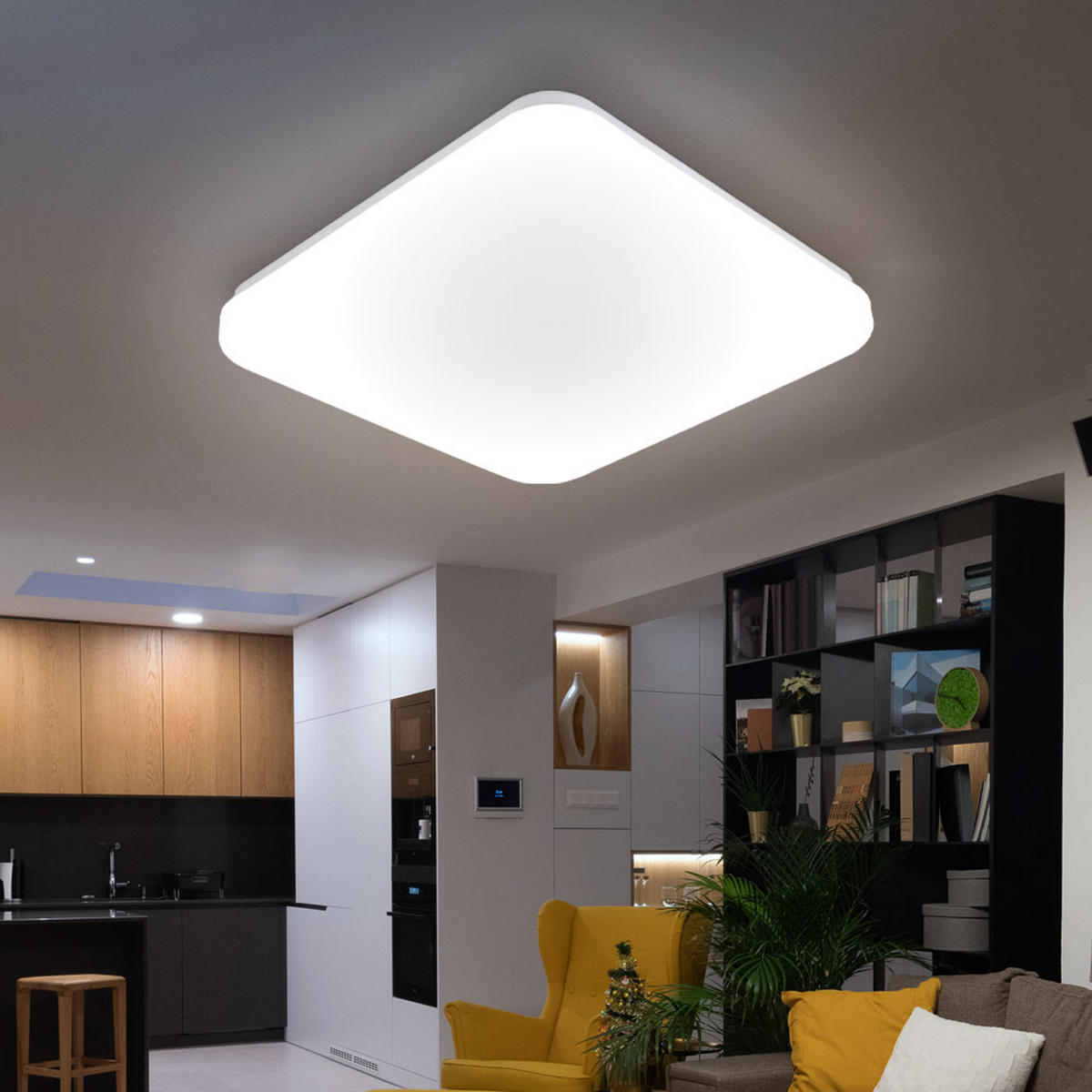 LED DECKENLEUCHTE JANA II Weiß Metall - Weiß, Metall (33.5/33.5/5cm) - Globo Lighting
