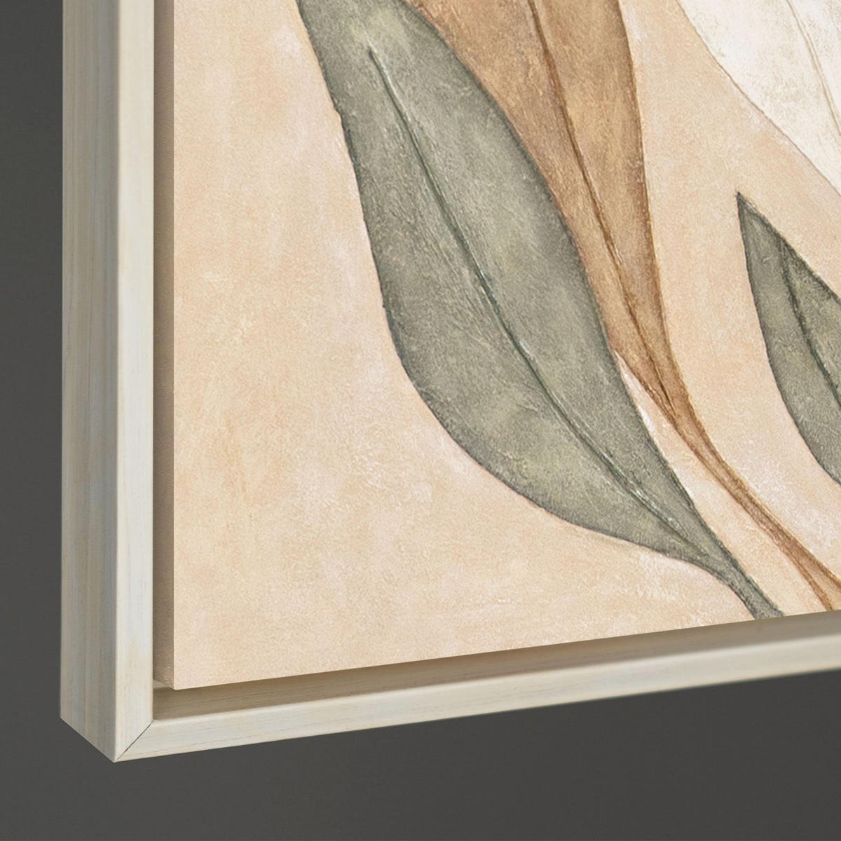 GEMÄLDE Tanz der Blätter Schattenfugenrahmen Grau 140x70 cm - Grau, Holz (140/70cm) - YS-art gallery