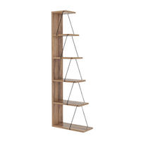 HÖRNHYLLA med 6 hyllplan, furu och svart finish, 150 cm hög - TLOS - Valnötsfärgad, Trä/Träbaserade material (22/150/50cm) - Calicosy