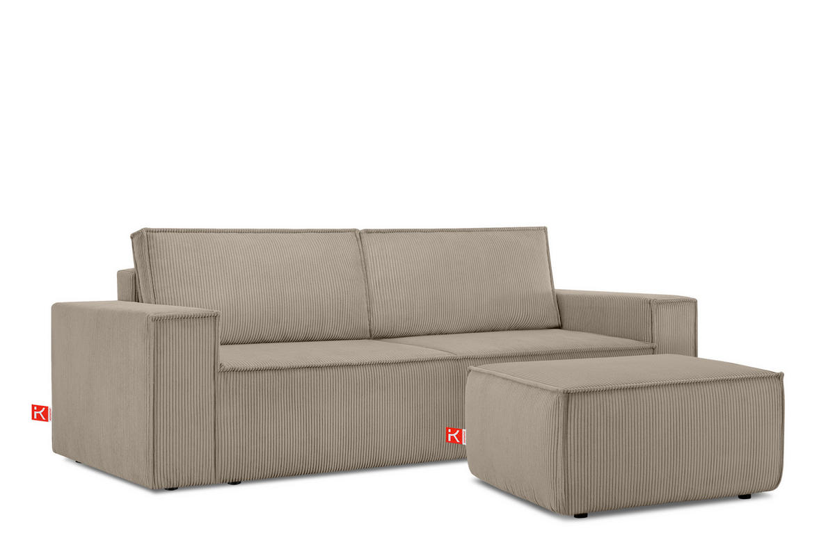 SITZPOUF NAPI gefederte Sitzfläche, beige - Beige/Schwarz, Textil (83/45/83cm) - KONSIMO®