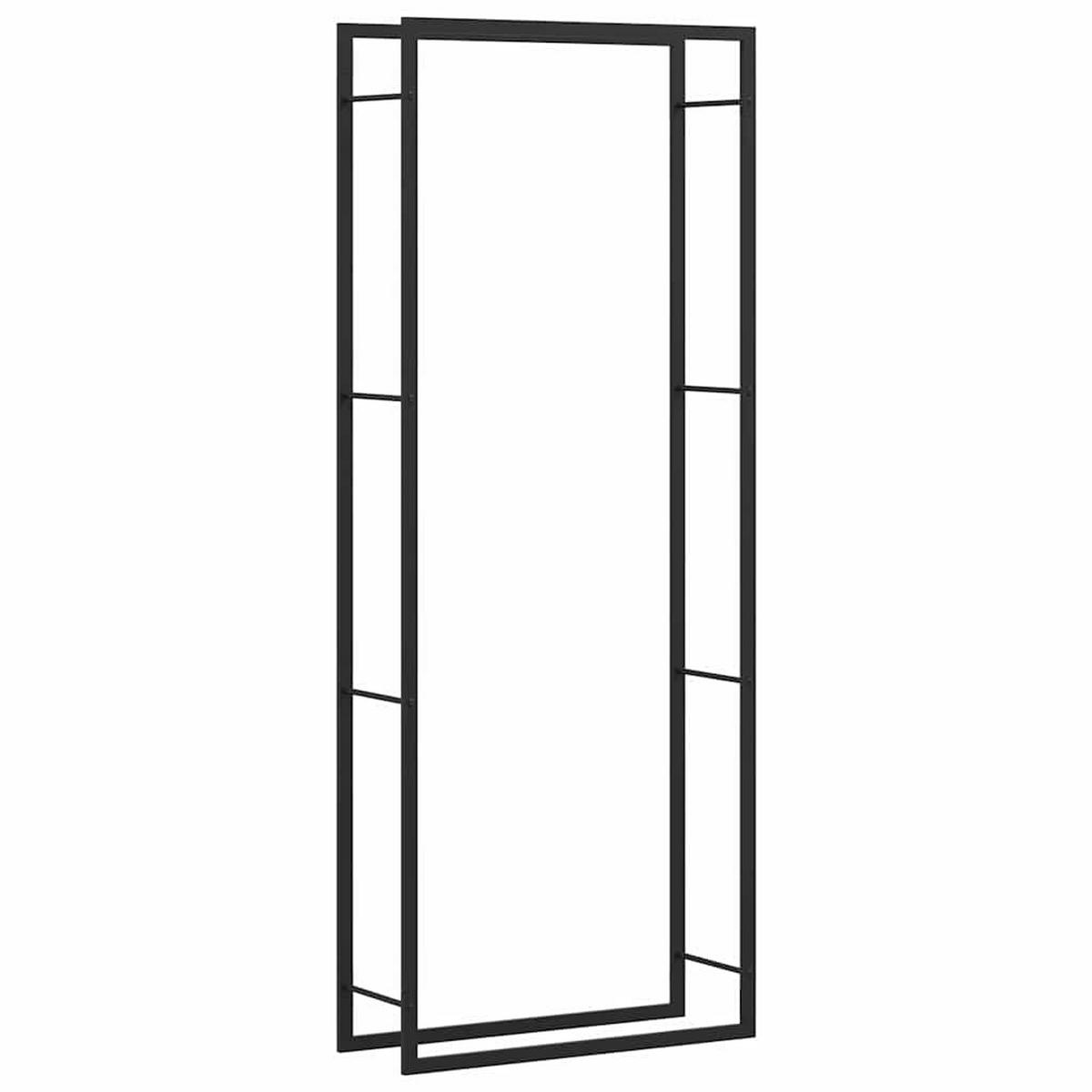 BRENNHOLZREGAL Mattschwarz 80/28/222 Cm Stahl - Schwarz, Metall (28/222/80cm) - vidaXL