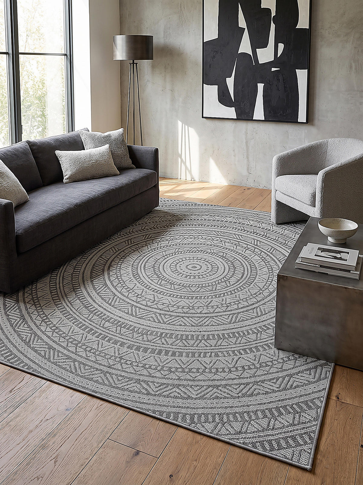 FLACHWEBTEPPICH Orientalisch BORNO Polypropylen Anthrazit 160 x 220 cm - Anthrazit, Textil (160/220cm) - KADIMA DESIGN