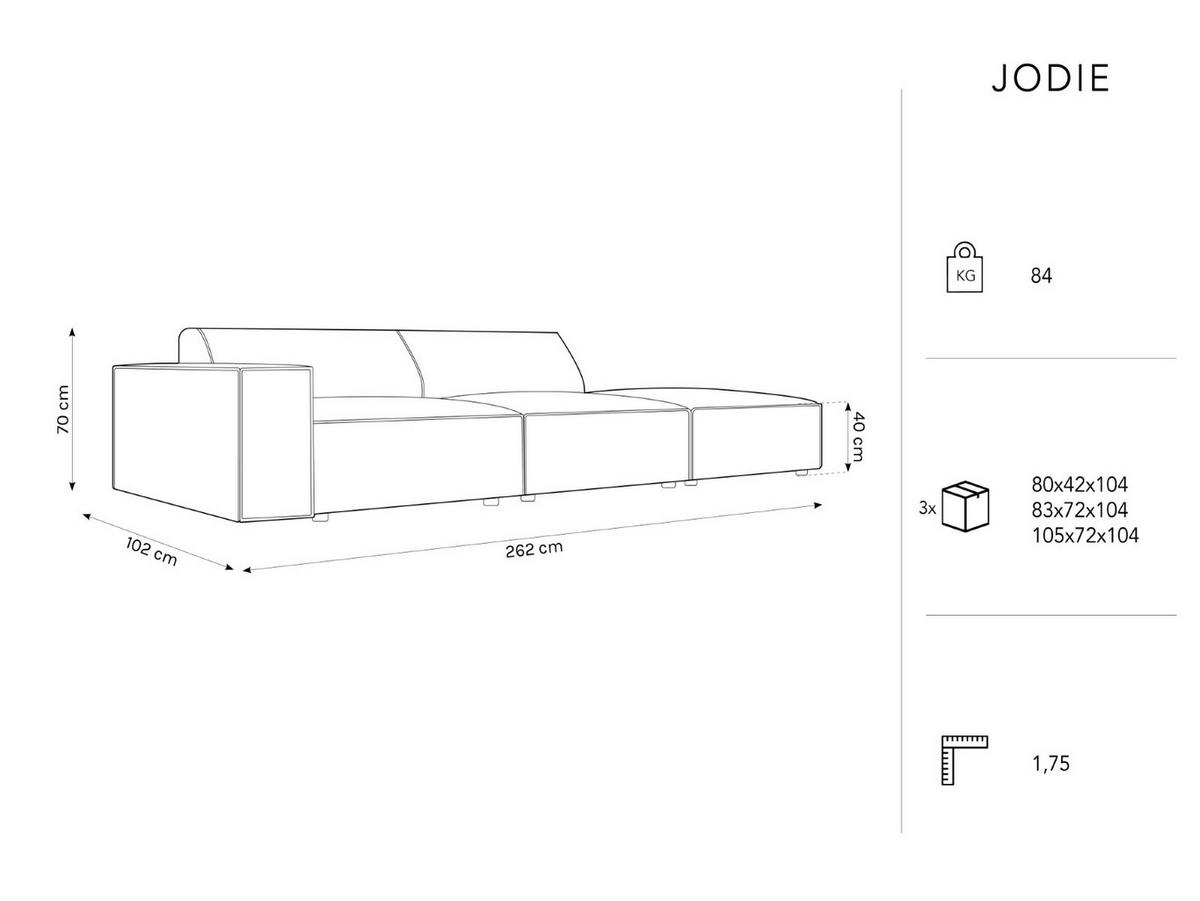 SOFA Jodie aus strukturiertem Stoff hellgrau 3 Sitzplätze - Hellgrau, Textil (102/70/262cm) - Micadoni