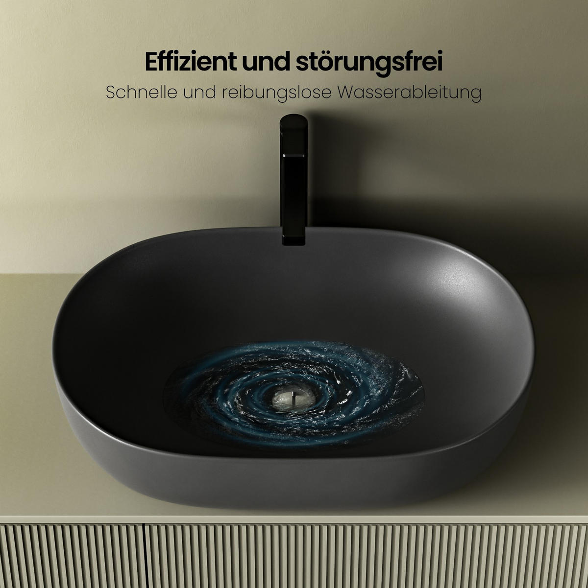 WASCHBECKEN Mattschwarz 60 / 41,5 / 13,5 cm - Schwarz, Keramik (41.5/13.5/60cm) - EMKE