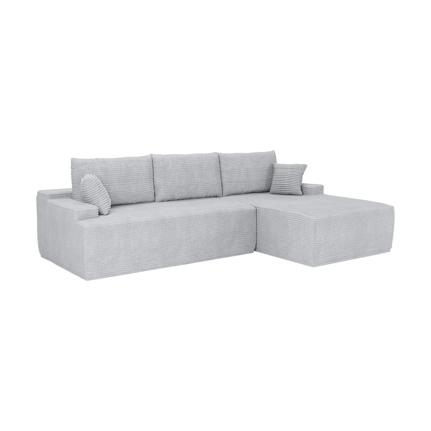 SOFA Coredo hellgrau Cord - Hellgrau, Textil (250/155cm) - Juskys