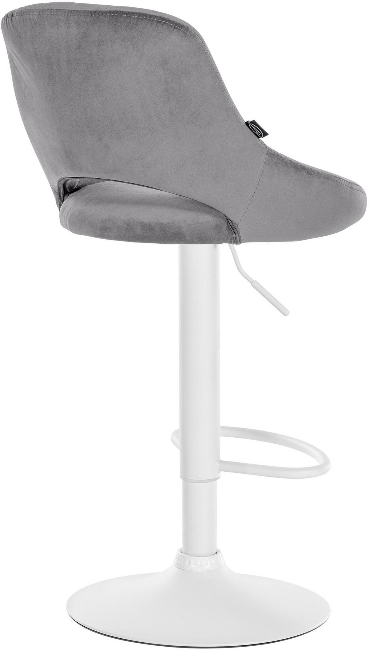 BARHOCKER Milos Samt weiß dunkelgrau - Weiß/Grau, Textil/Metall (47/106/48cm) - TPFLiving