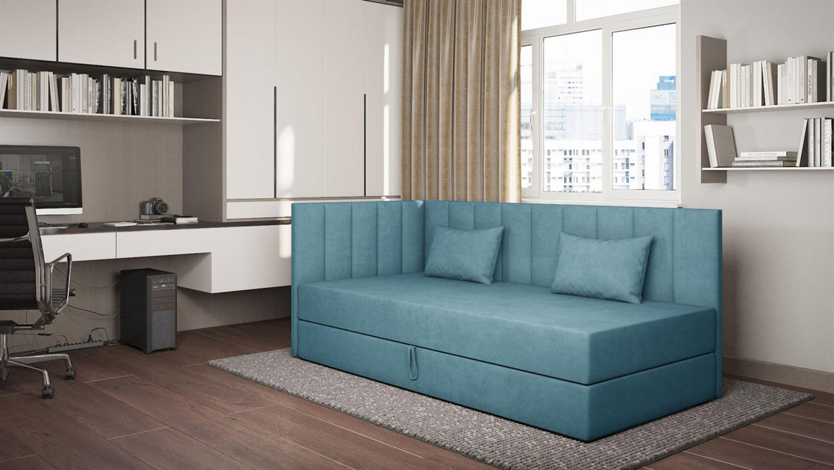 SOFA Thelma In Opera - Blau, Holzwerkstoff/Textil (207/90/97cm) - Fun Möbel