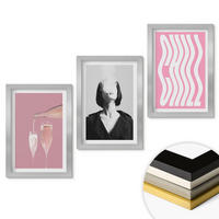 WANDBILDER 3er Set - 20x30 cm Silberner Rahmen - Stilvolles Porträt, Champagner-Entspannung - Silberfarben, Kunststoff (20/30cm) - ArtPrintCave