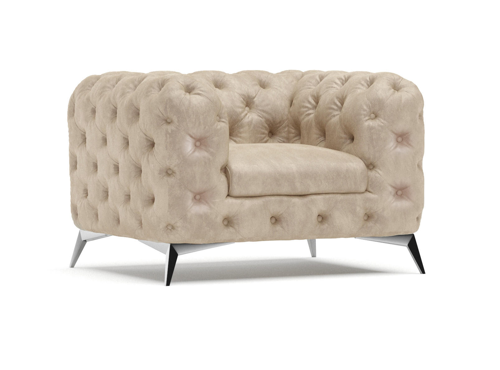 CHESTERFIELD-SESSEL Quantum Beige Samt - Beige/Silberfarben, Holz/Textil (125/75/100cm) - S-Style Möbel