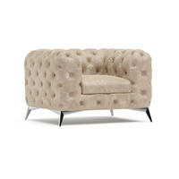 CHESTERFIELD-SESSEL Quantum Beige Samt - Beige/Silberfarben, Holz/Textil (125/75/100cm) - S-Style Möbel