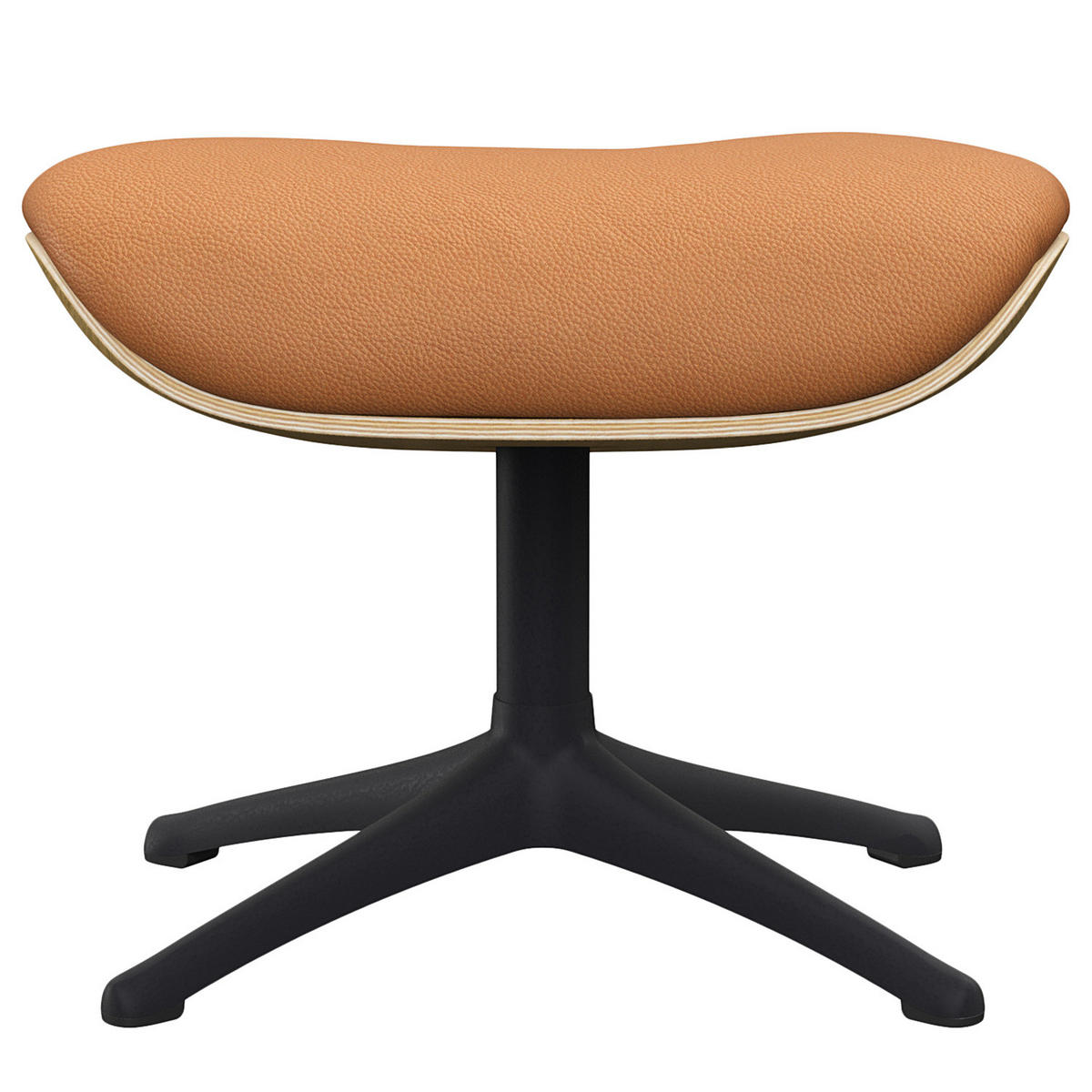 POLSTERHOCKER - Echtleder - Cognac/Schwarz, Leder/Metall (49/39/44cm) - home24