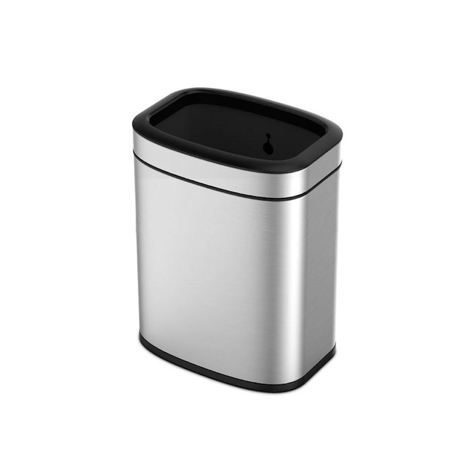 MÜLLEIMER Rechteckiger Aus Gebürstetem Edelstahl Mit Offener Einwurfsöffnung 20 Liter 43 x 35,5 x 22,5 cm Silber - Silberfarben, Metall (35.5/43/22.5cm) - PROREGAL
