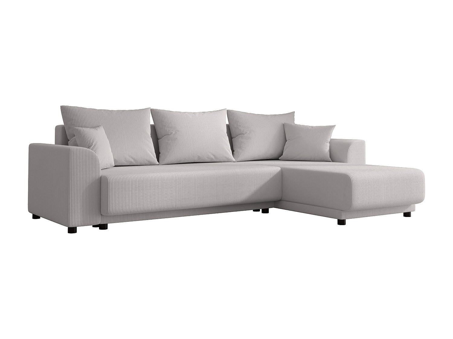 ECKSOFA mit Schlaffunktion - Ecke wechselbar - Cord - Hellgrau - NESSARO - Hellgrau, Textil (240/149cm) - Vente-Unique