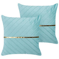 DEKOKISSEN 2er-Set Hellblau 45/45 cm Coneflower - Hellblau, Textil (45/45cm) - Beliani