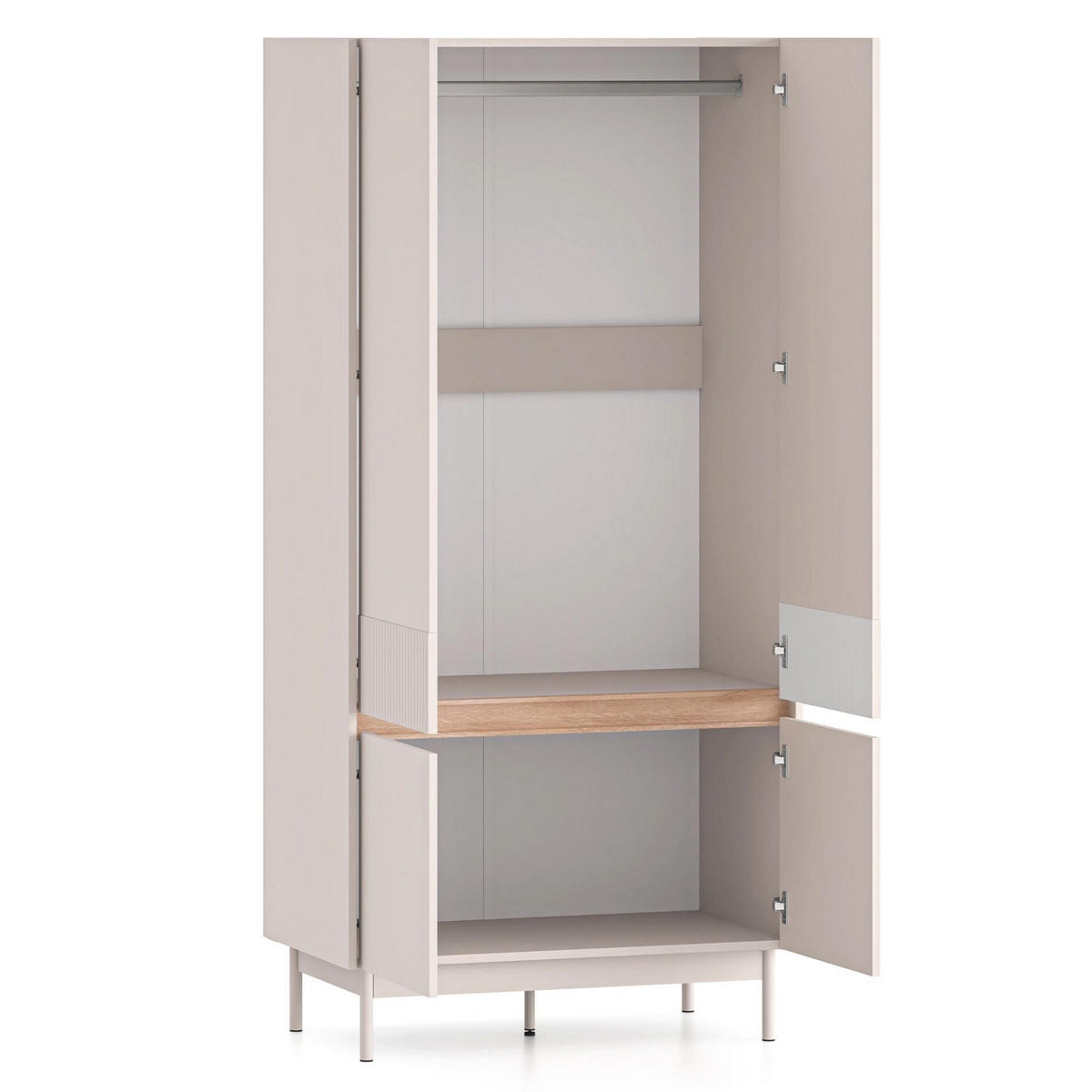 KLEIDERSCHRANK Dunea Kaschmirgrau/Eichenholzoptik 92 cm - Taupe/Beige, Holzwerkstoff (92/193/53cm) - Selsey