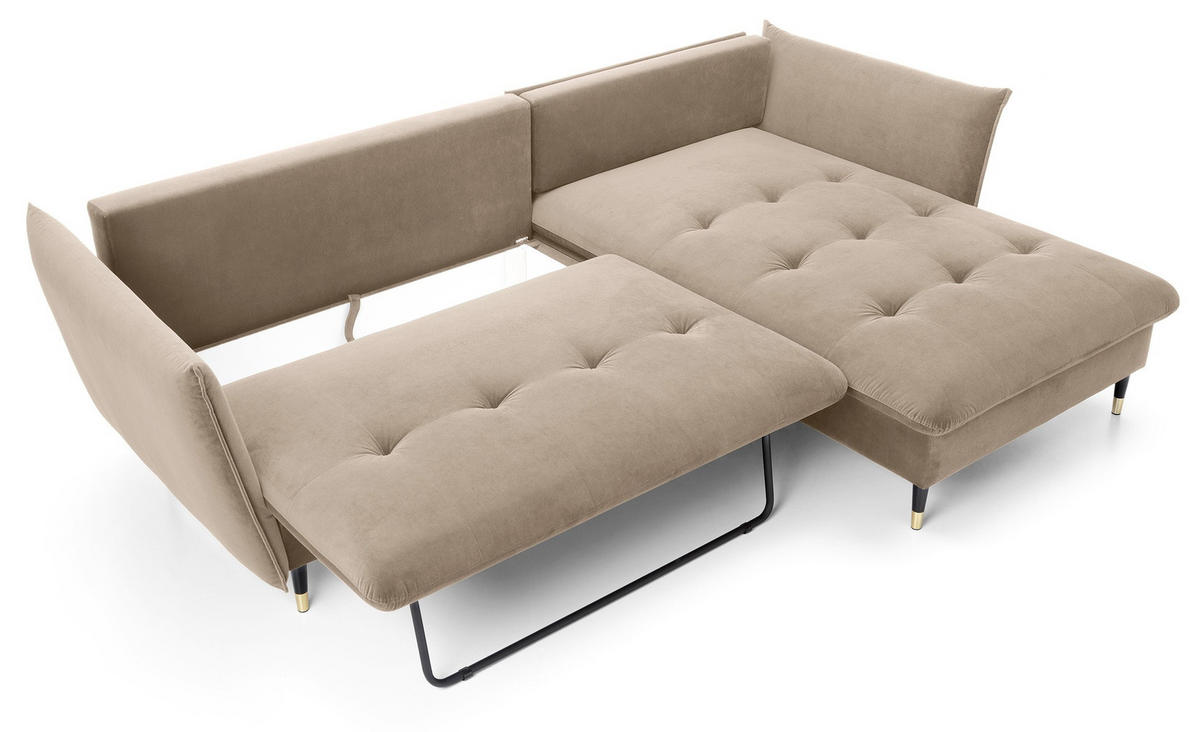 ECKSOFA 260 cm Sagir mit Schalffunktion, Bettkasten, Rechts - Braun - Schwarz/Braun, Holz (258/167cm) - Emporius