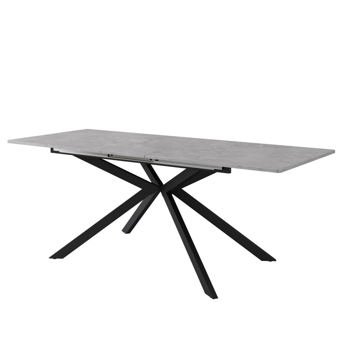 STŮL rozkládací, 150/180/70/76 cm, MDF, černá/šedá s dekorem betonu - šedá, kompozitní dřevo (180/70/75.5cm) - BEAOK