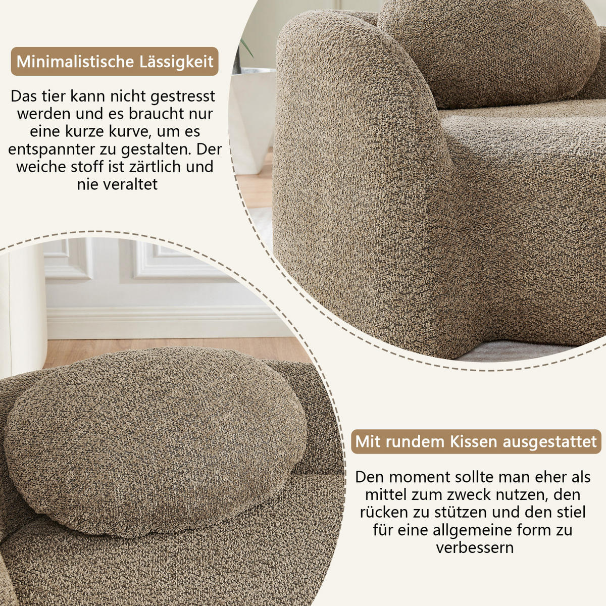 SOFA aus Schaumstoff, Relaxsessel mit Schlaffunktion und Kissen, Braun - Braun, Textil (67/24/38cm)