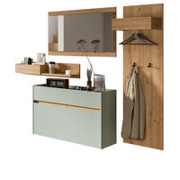 GARDEROBE-SET Salbei und Artisan Eiche, Garderobe 4-teilig, 205 x 192 cm, Borga - Salbeigrün/Eiche Artisan, Holzwerkstoff (205/192/32cm) - Inn.Furn