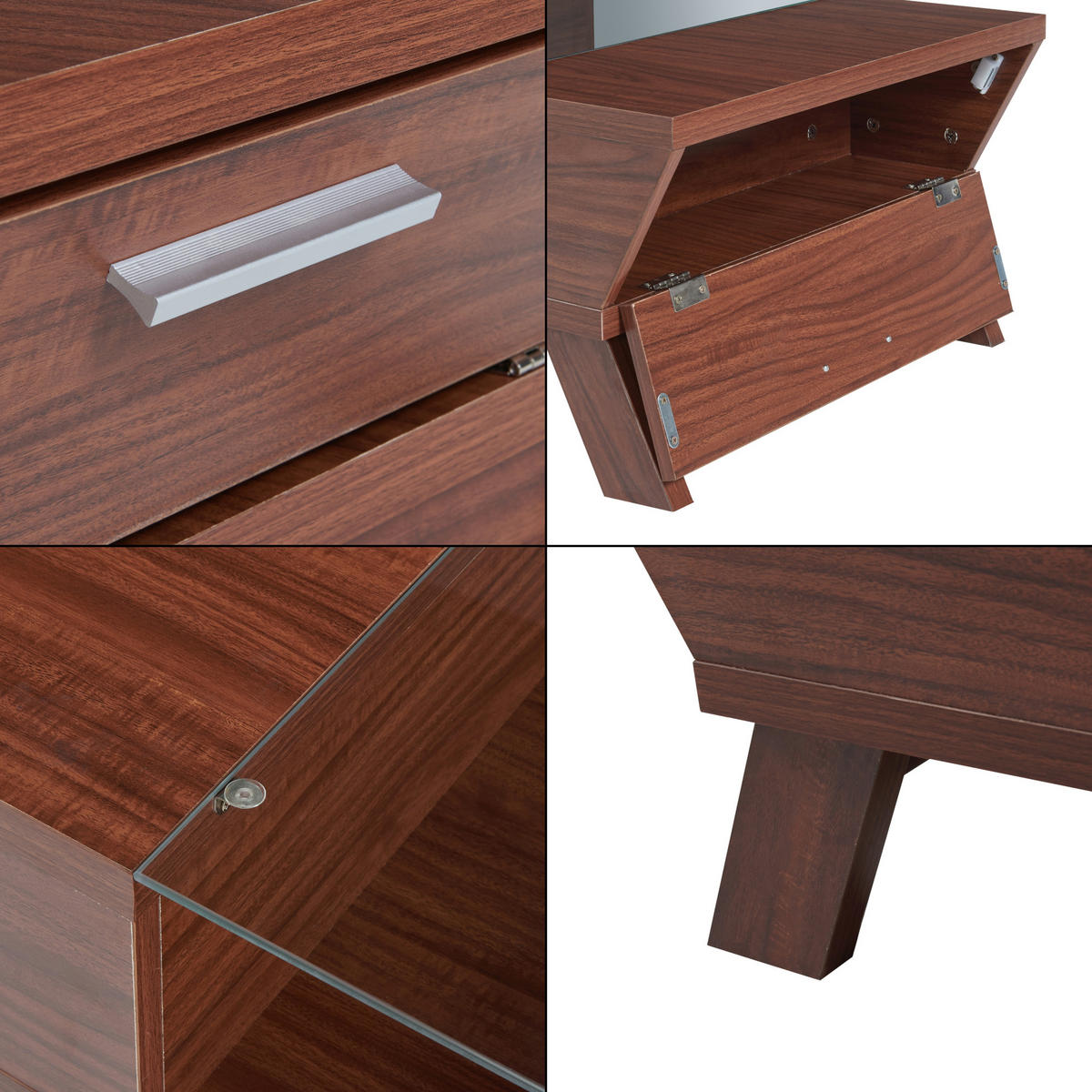 COUCHTISCH Ljusdal 120/55/33 cm - Walnussfarben, Glas/Holzwerkstoff (55/120/33cm) - [en.casa]