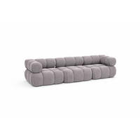 COUCH, 3-Sitzer Modular, Veloursstoff Salvador, Grau, Selia - Grau, Holz (285/70/95cm) - Kaiser Möbel