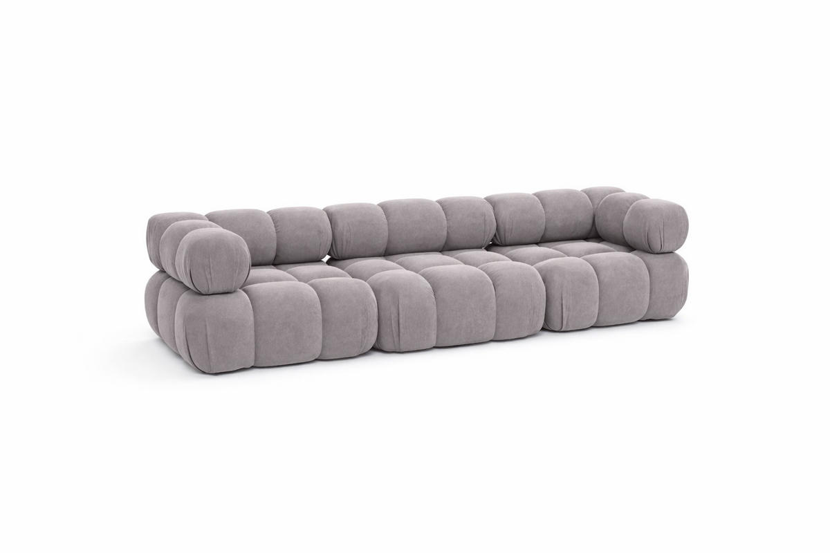 COUCH, 3-Sitzer Modular, Veloursstoff Salvador, Grau, Selia - Grau, Holz (285/70/95cm) - Kaiser Möbel