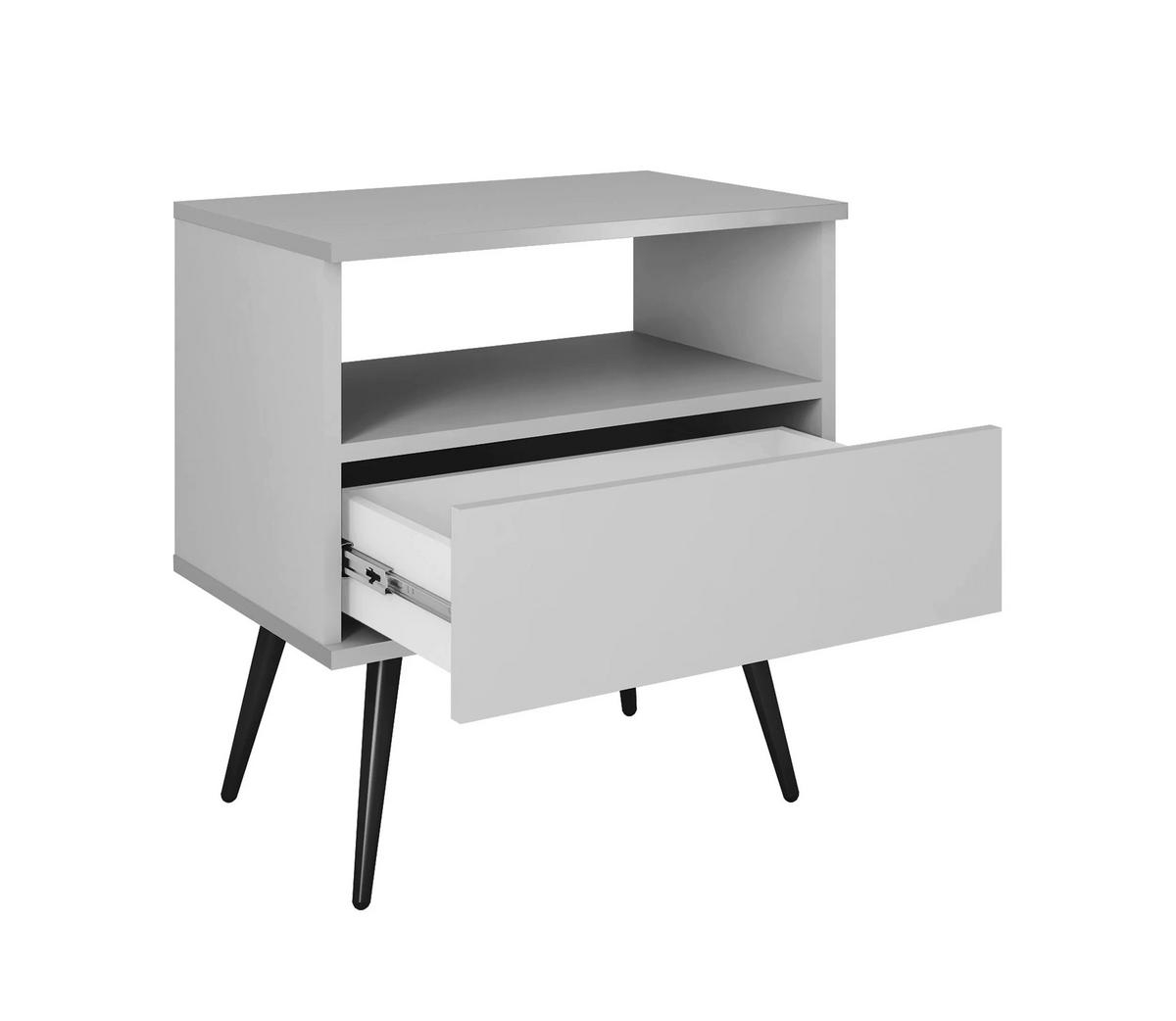 NACHTTISCH – S54 – 54 cm – Oro System – Weiß - Weiß, Holzwerkstoff (54/59/39cm) - hi-markt