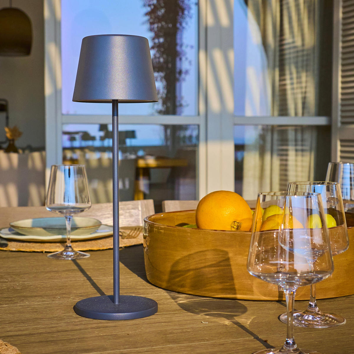 KELLY Kabellose Tischleuchte H38CM - Dunkelgrau, Metall (10/10/38cm) - Lumisky