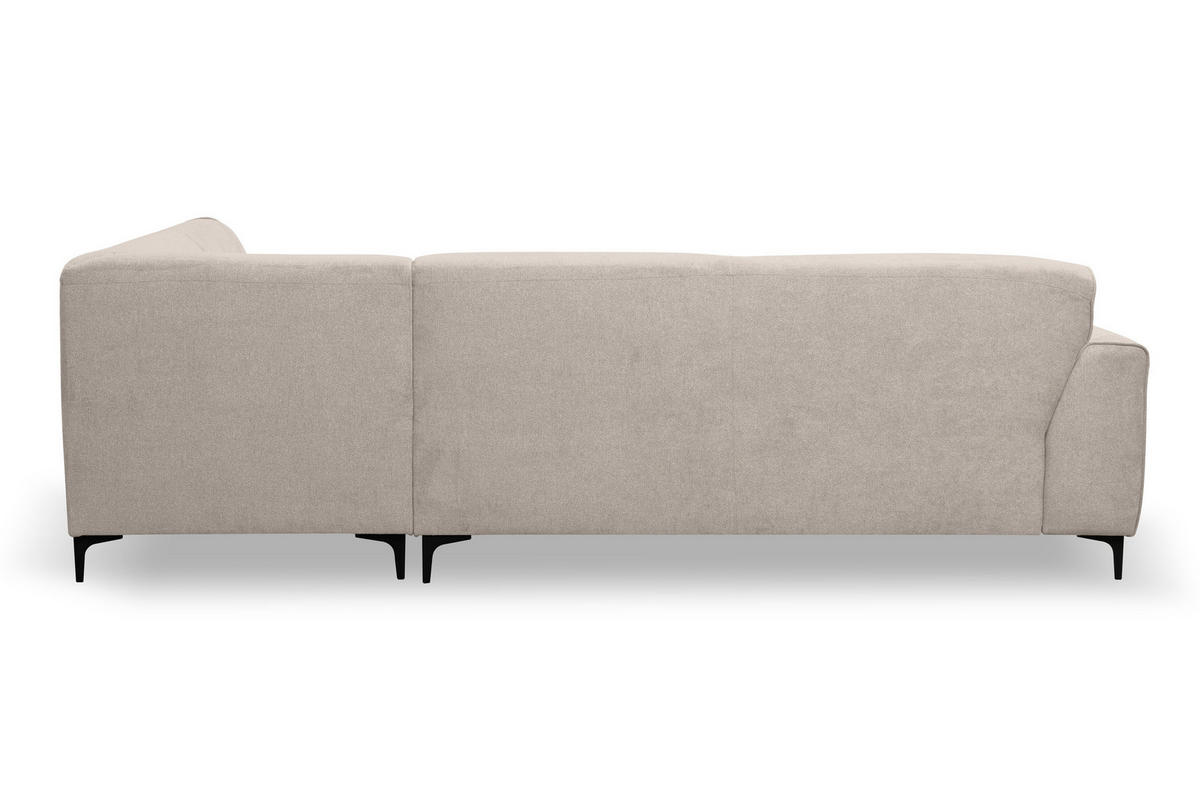 ECKSOFA Mula in L-Form, Coach Farbe: Beige, Velourstoff, Ottomane Rechts - Beige, Textil (274/210cm) - VENASI MÖBEL
