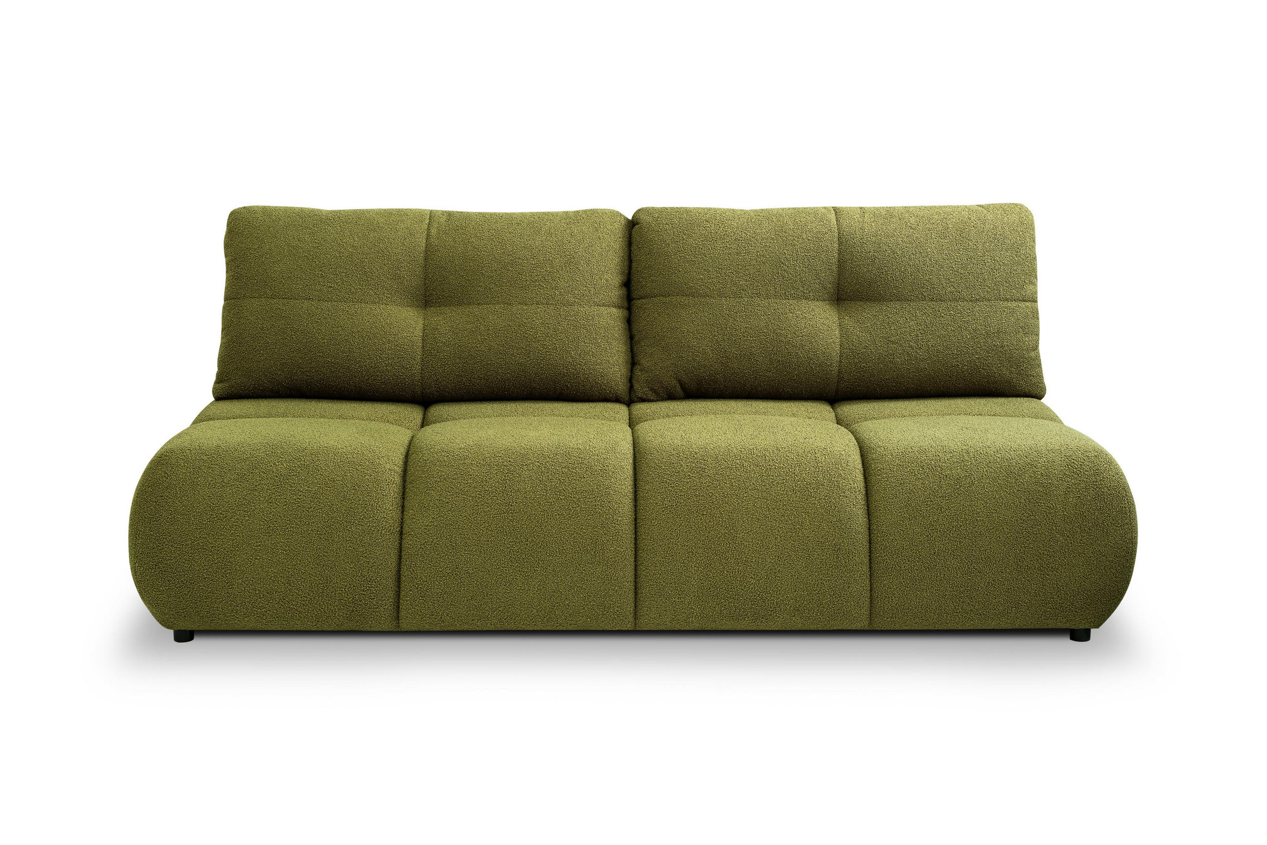 BETTSOFA CORSO Grün Bucle-Stoff mit Schlaffunktion - Grün, Holz (214/89/104cm) - MASSENO