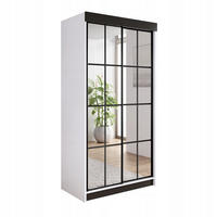 SCHIEBETÜRENSCHRANK ARI 2 mit Spigel 100 - Weiß - Schwarz/Weiß, Holzwerkstoff (100/200/62cm) - Kier Furniture