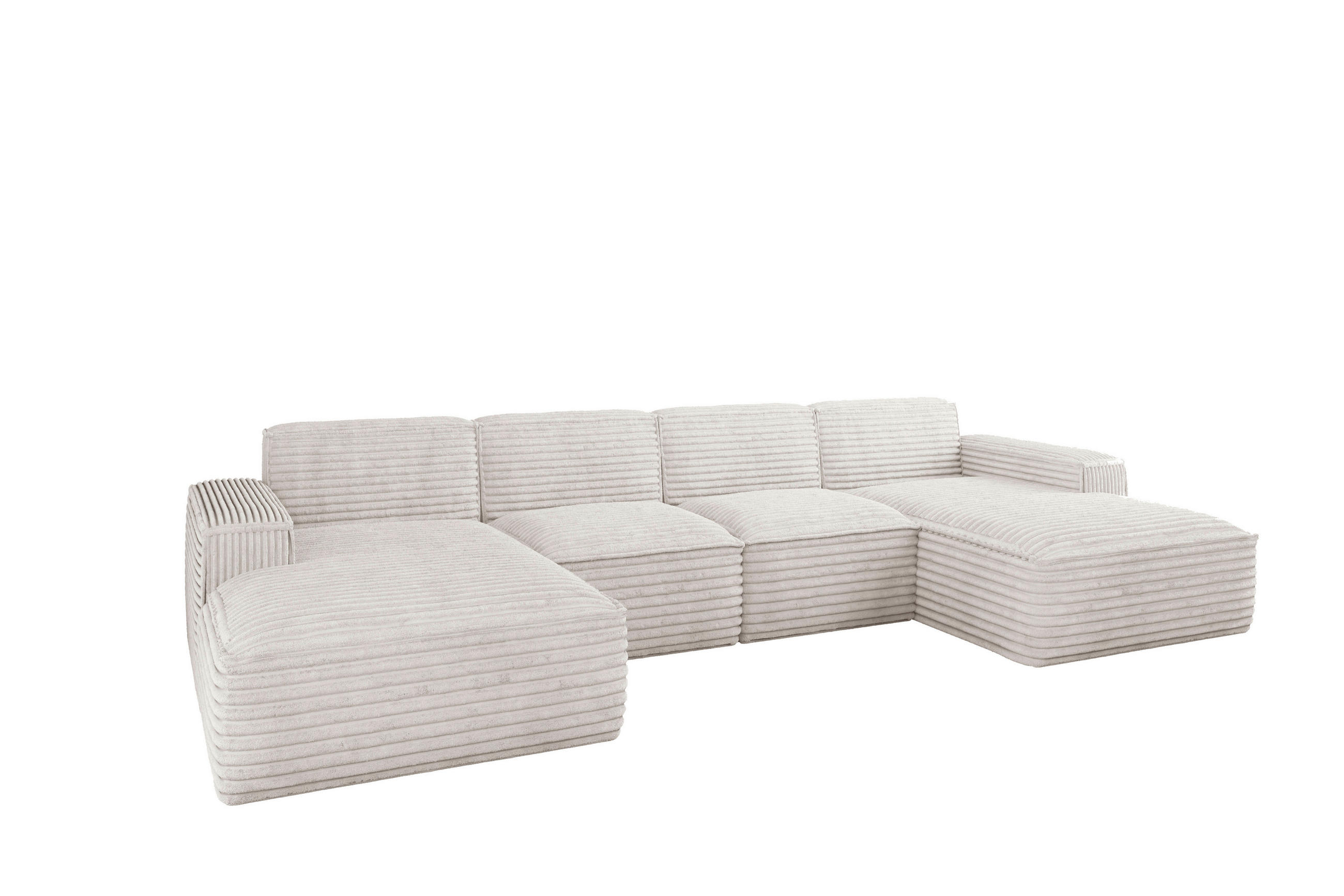 ECKSOFA Siena U ein Stil, der zum Entspannen einlädt, Stoff Velo Ecru - Ecru, Holz/Textil (344/73cm) - Kaiser Möbel