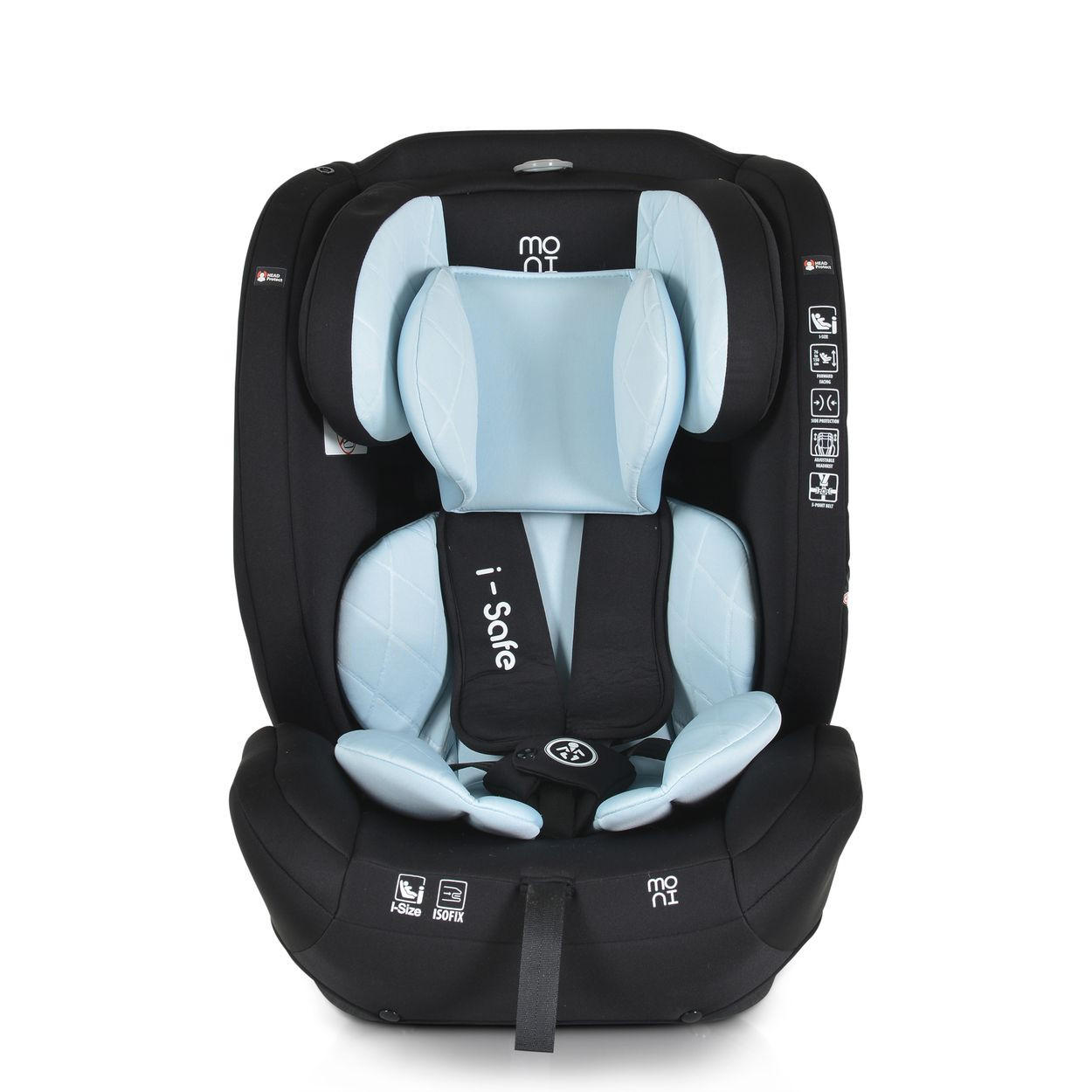 KINDERSITZ i-Size i-Safe blau (76-150cm) Isofix, Top Tether, 13-fach verstellbar - Blau, Kunststoff (45/60/46cm) - Moni
