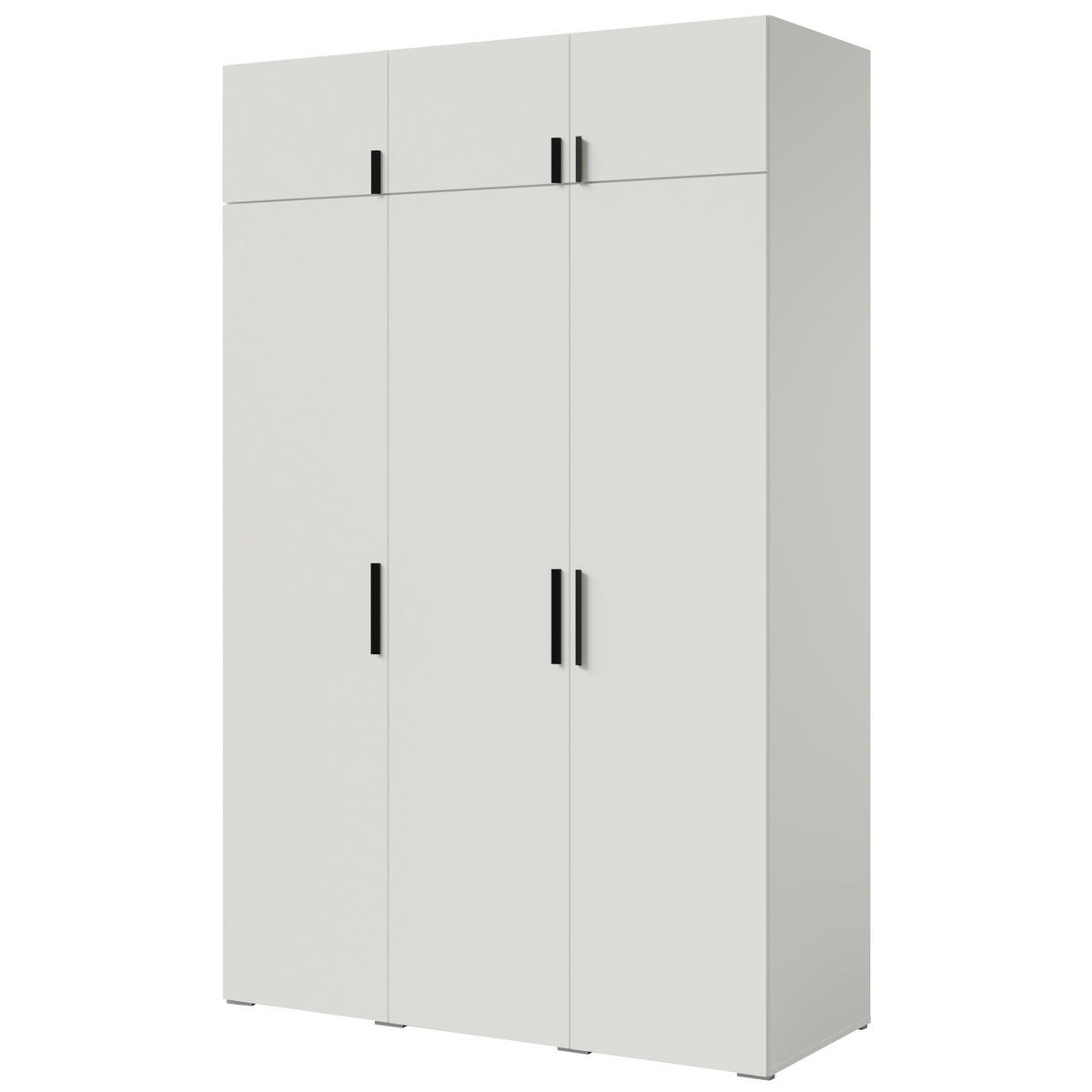 DREHTÜRENSCHRANK mit Aufsatz Napoli 3D 150 Weiß (schwarzer oder goldener Griff) - Silberfarben/Schwarz, Holzwerkstoff/Kunststoff (150/35/60cm) - mzm24