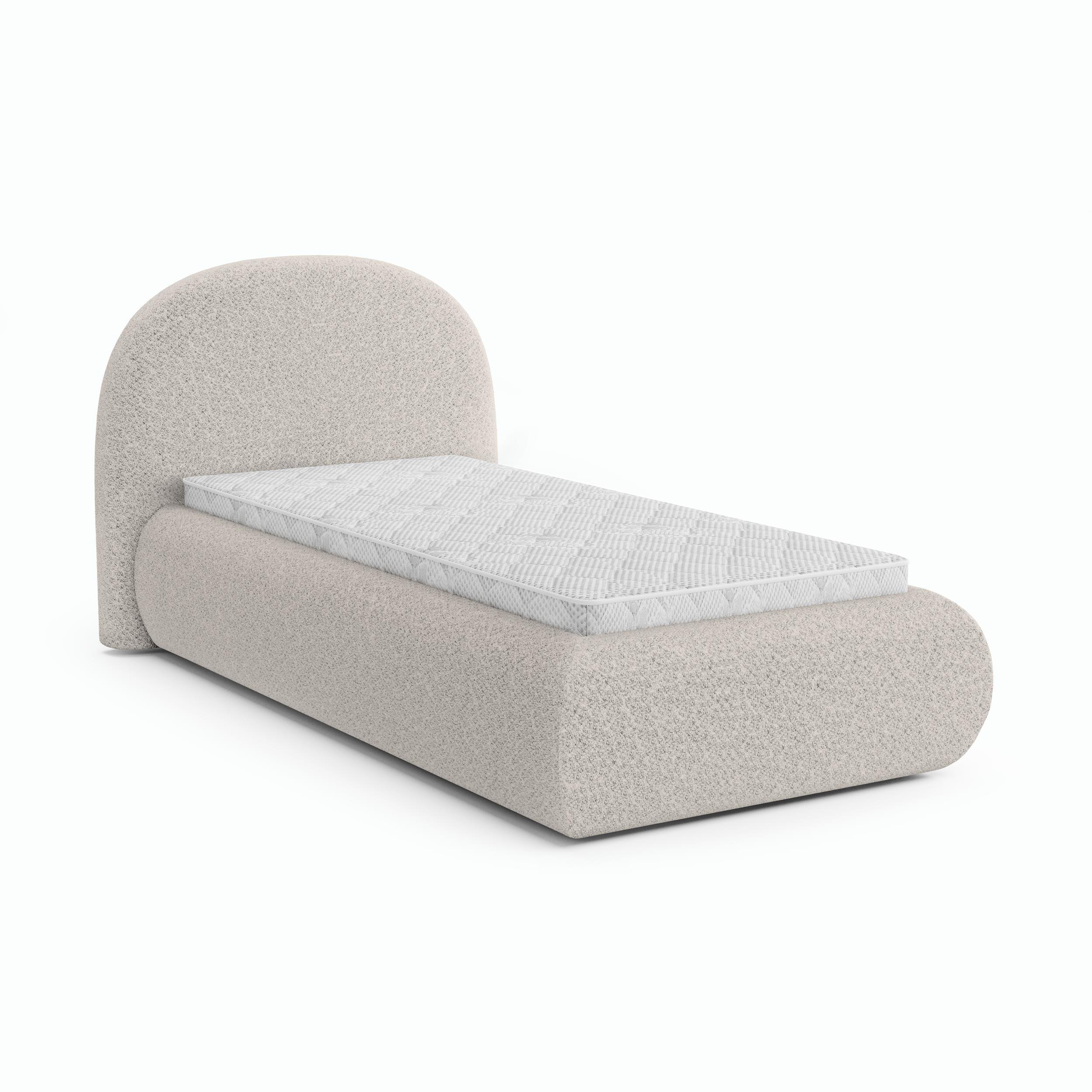 Beautysofa ČALOUNĚNÁ POSTEL Motti 90×200, jednolůžko s úložným prostorem a pěnovou matrací 10 cm, béžová
