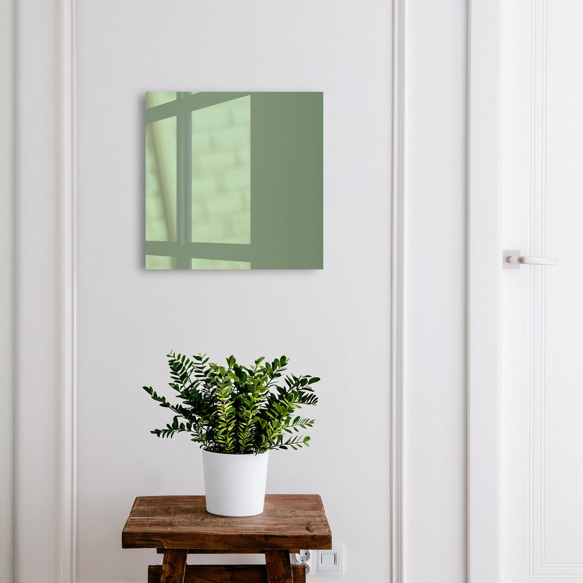 SCHLÜSSELBOX Weiß 30x30 cm – Türöffnung nach rechts - Gedämpftes Grün - Grün, Metall (30/30/5cm) - TULUP