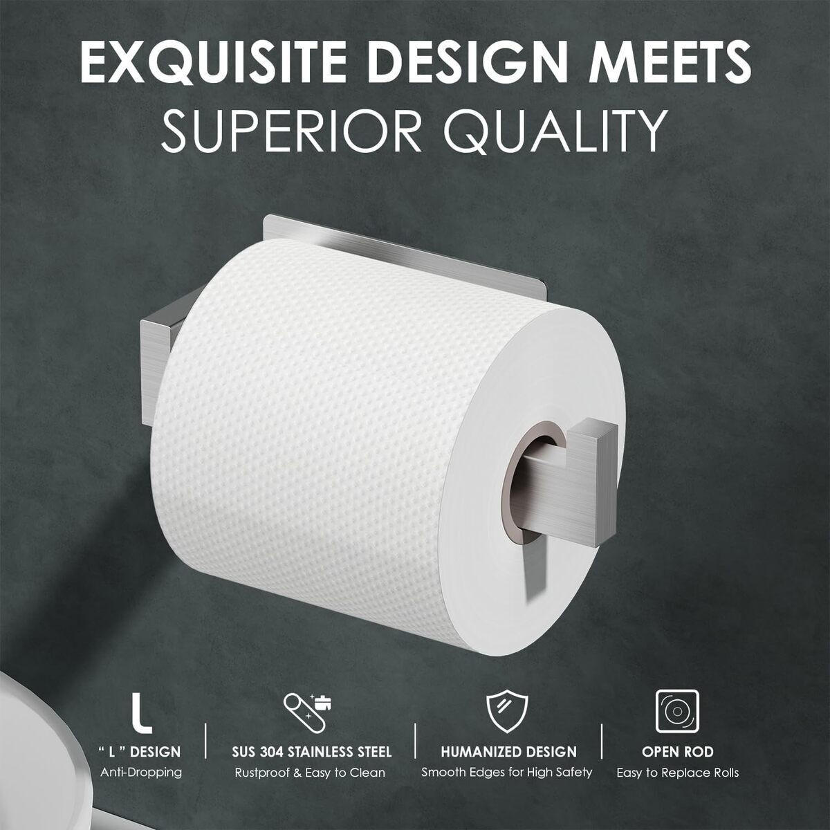 TOILETTENPAPIERHALTER , Edelstahl - Silberfarben, Metall (7.7/4.5/14cm) - Authentics