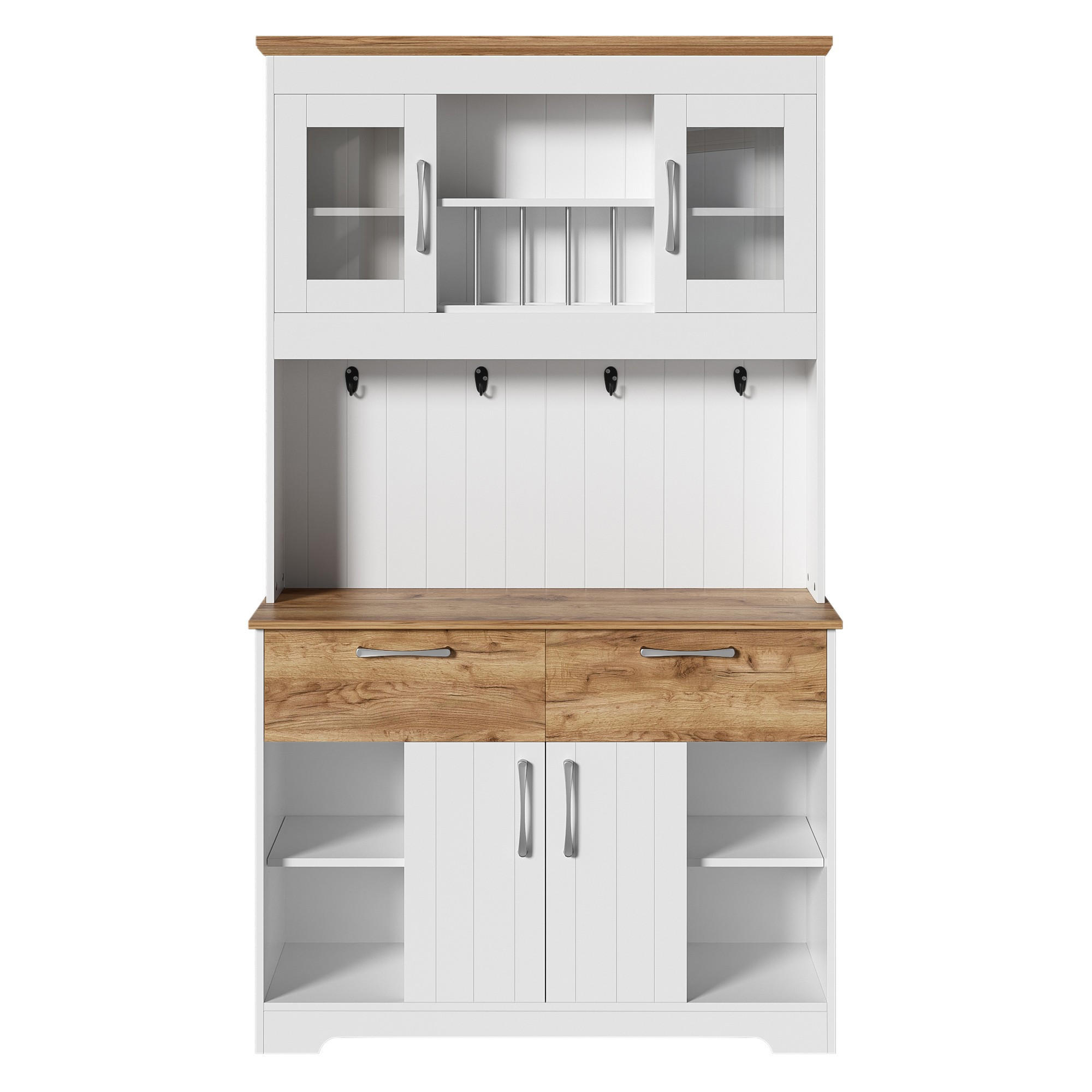 BUFFET 106/39/176,5 cm Küchenbuffet,Küchenschrank 2 Schubladen,Weiß - Weiß, Holz (106/176.5/39cm) - LVHOM