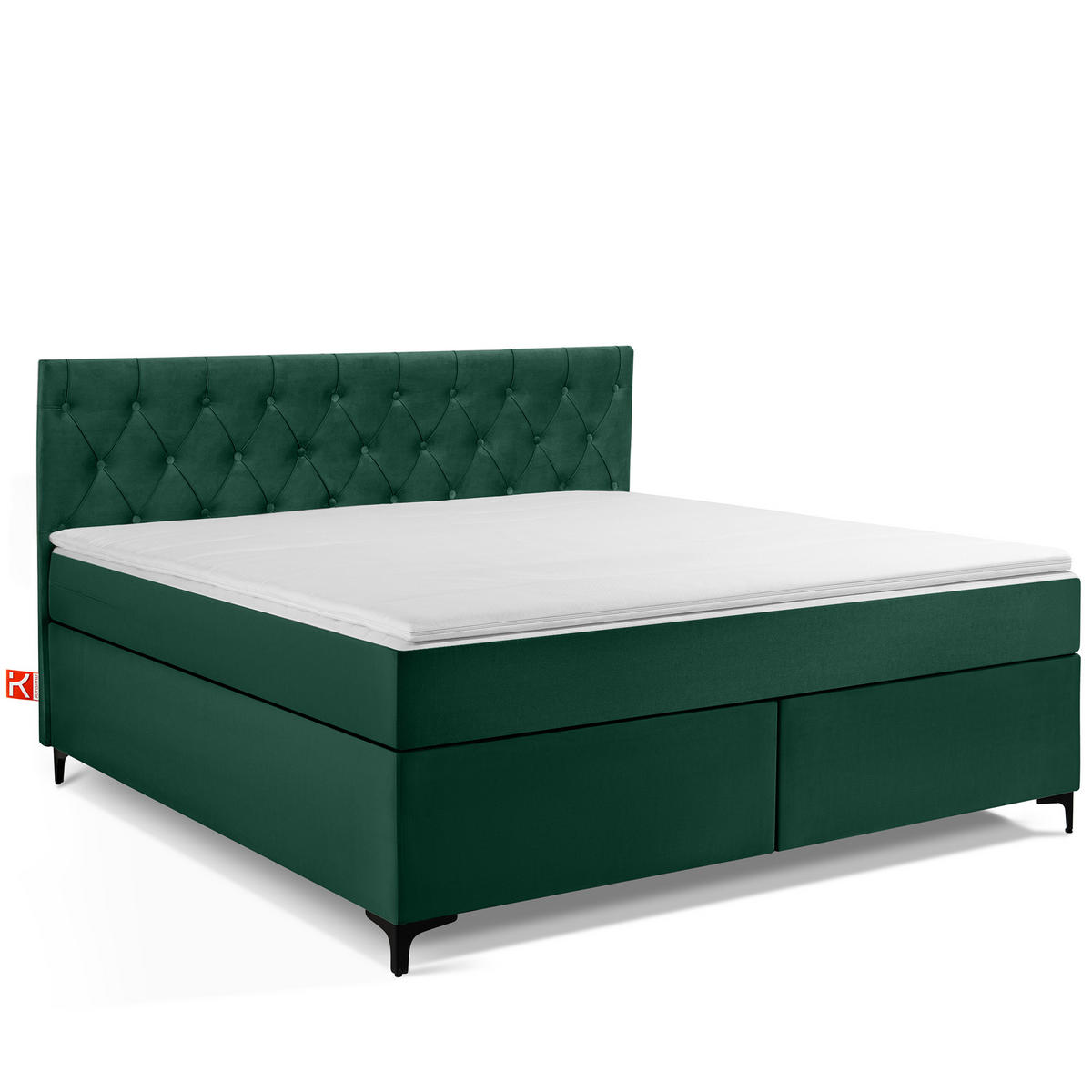 POLSTERBETT ARDEA, Dunkelgrün - Dunkelgrün/Schwarz, Holz/Holzwerkstoff (180/200cm) - KONSIMO®