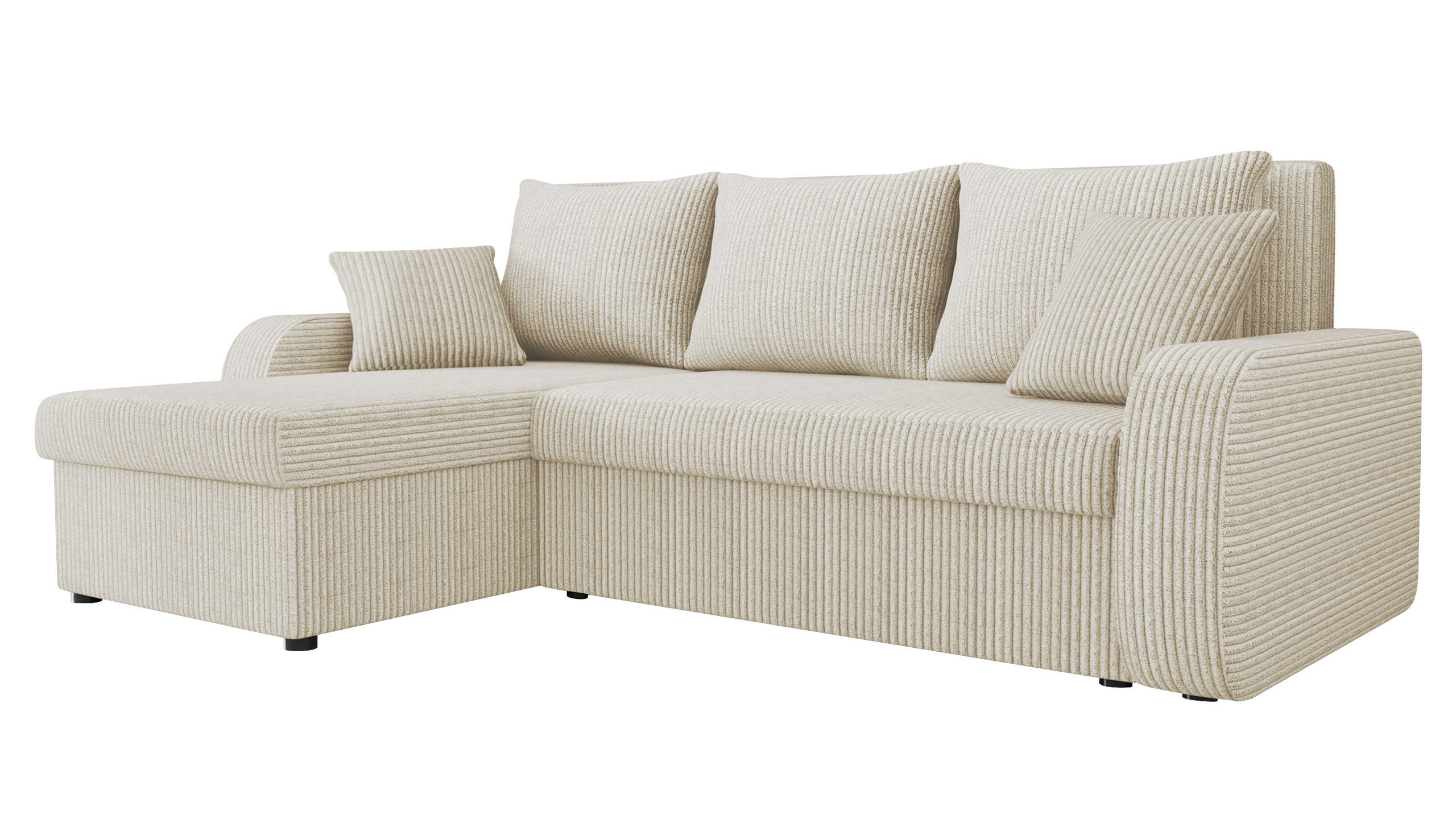 ECKSOFA Kris Cord - Creme/Schwarz, Holz/Kunststoff (238/147cm) - MIRJAN24