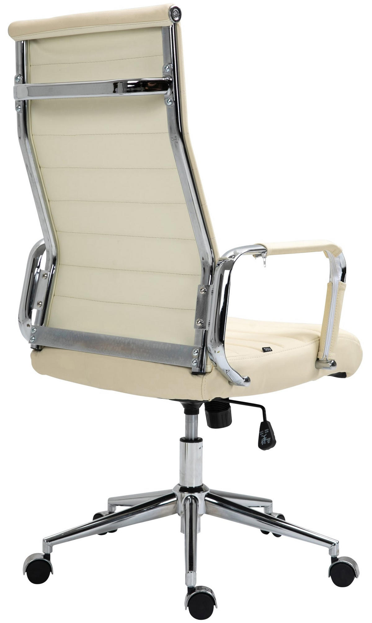 KONTORSSTOL Kolumbus äkta läder - Cremefärgad/Kromfärg, Läder (58/105/66cm) - CLP