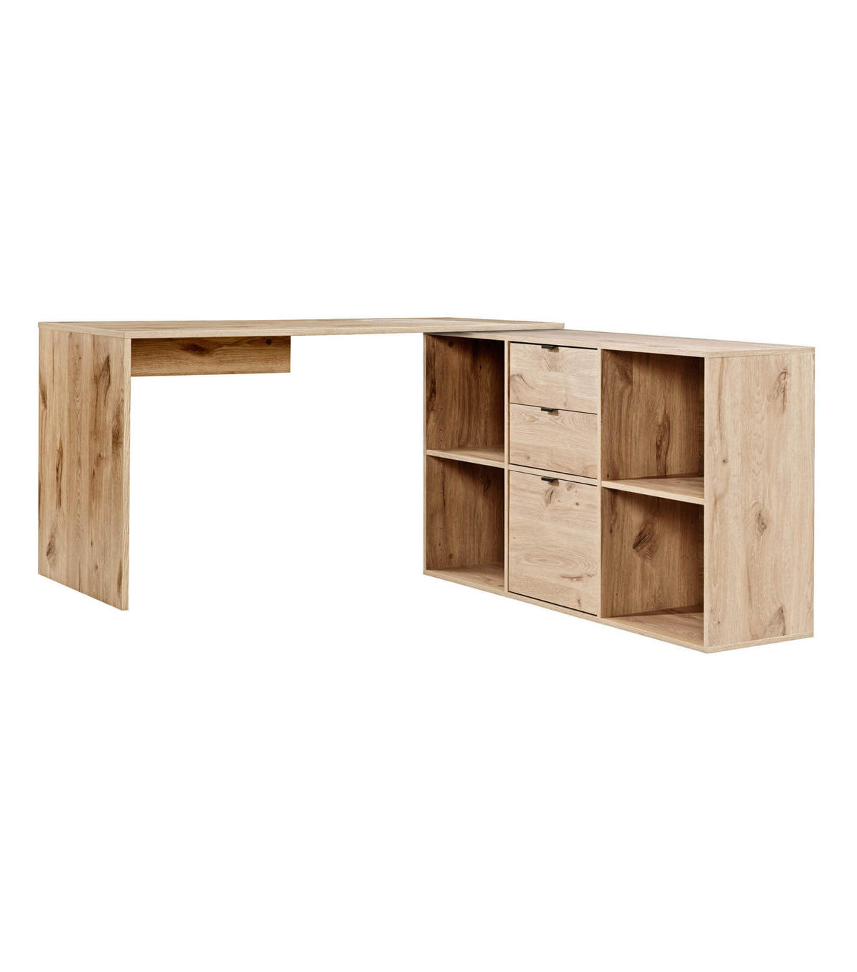 ECKSCHREIBTISCH Der Produktive - Eichefarben, Holzwerkstoff (65/145/77cm) - Mokebo