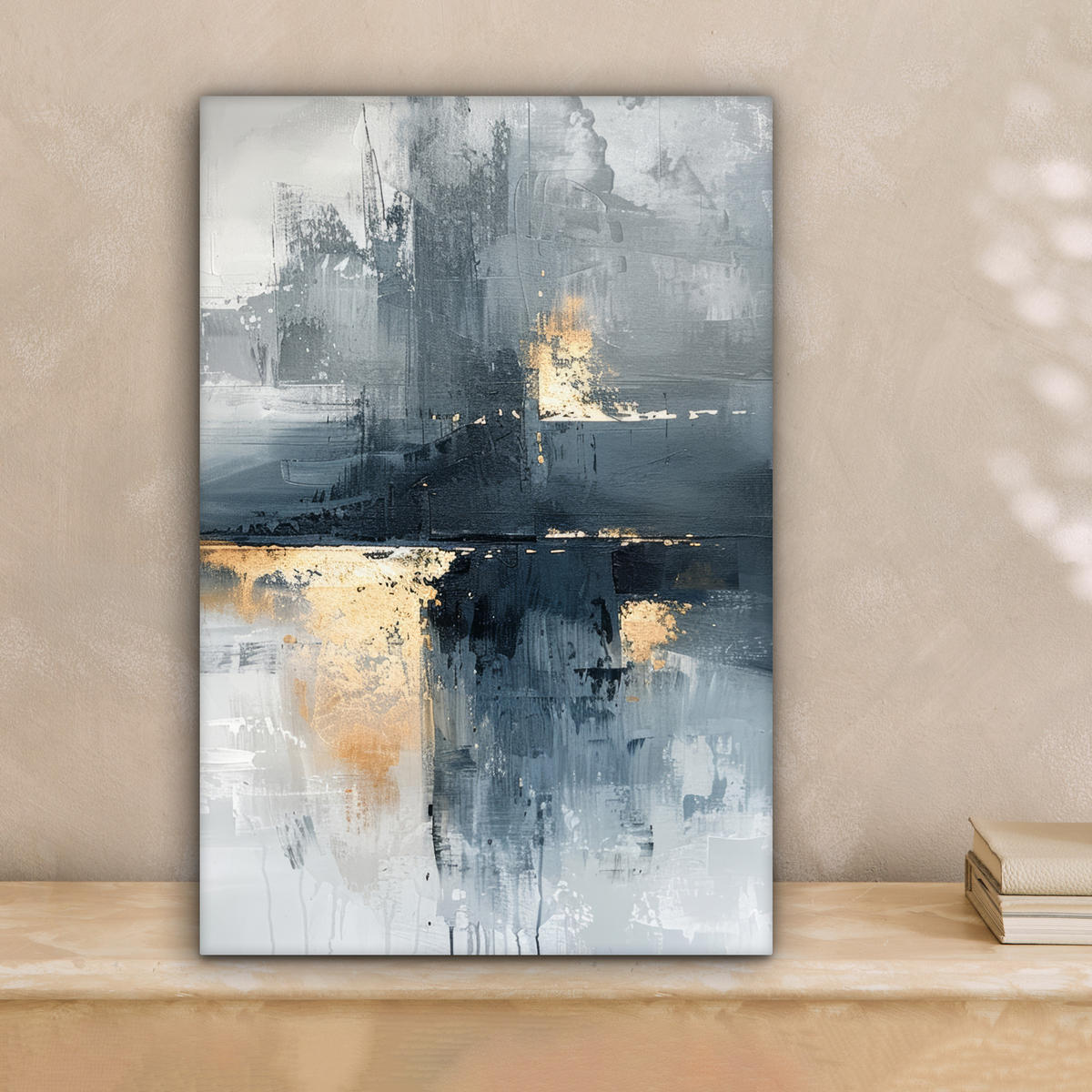 LEINWANDBILD Kunst - Grau - Gold - Abstrakt 20x30 cm - Dunkelgrau, Textil (20/30cm) - MuchoWow