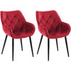 ARMLEHNENSTUHL 2er Set Samt Rot - Rot/Schwarz, Textil/Metall (58/83/62cm) - CLP