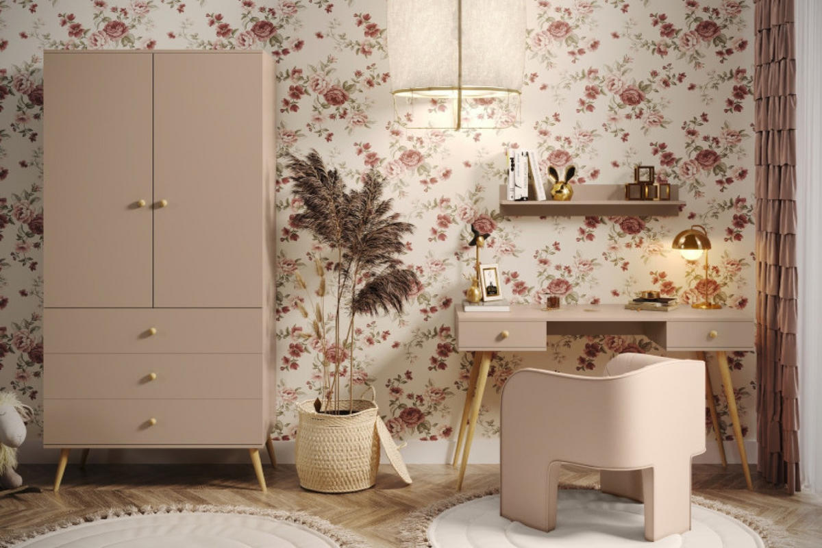 SCHREIBTISCH Macchiato Skandinavischer Stil Mit Schubladen - Beige, Holz (135/135/79cm) - Sepro Meble