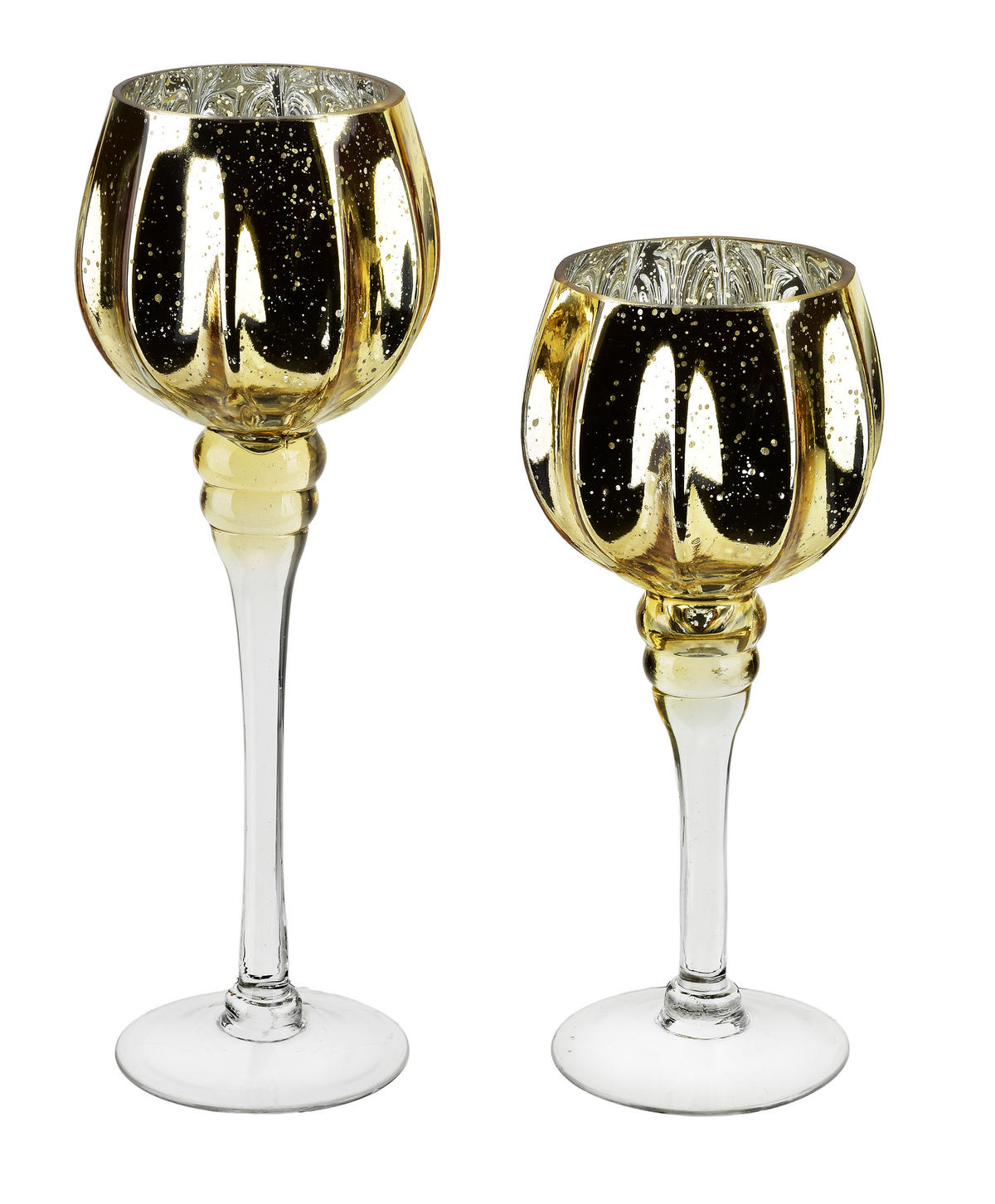 KERZENHALTER Donna Gold 12x12x27 cm Glas - Goldfarben, Glas (12/27/12cm) - Mondex