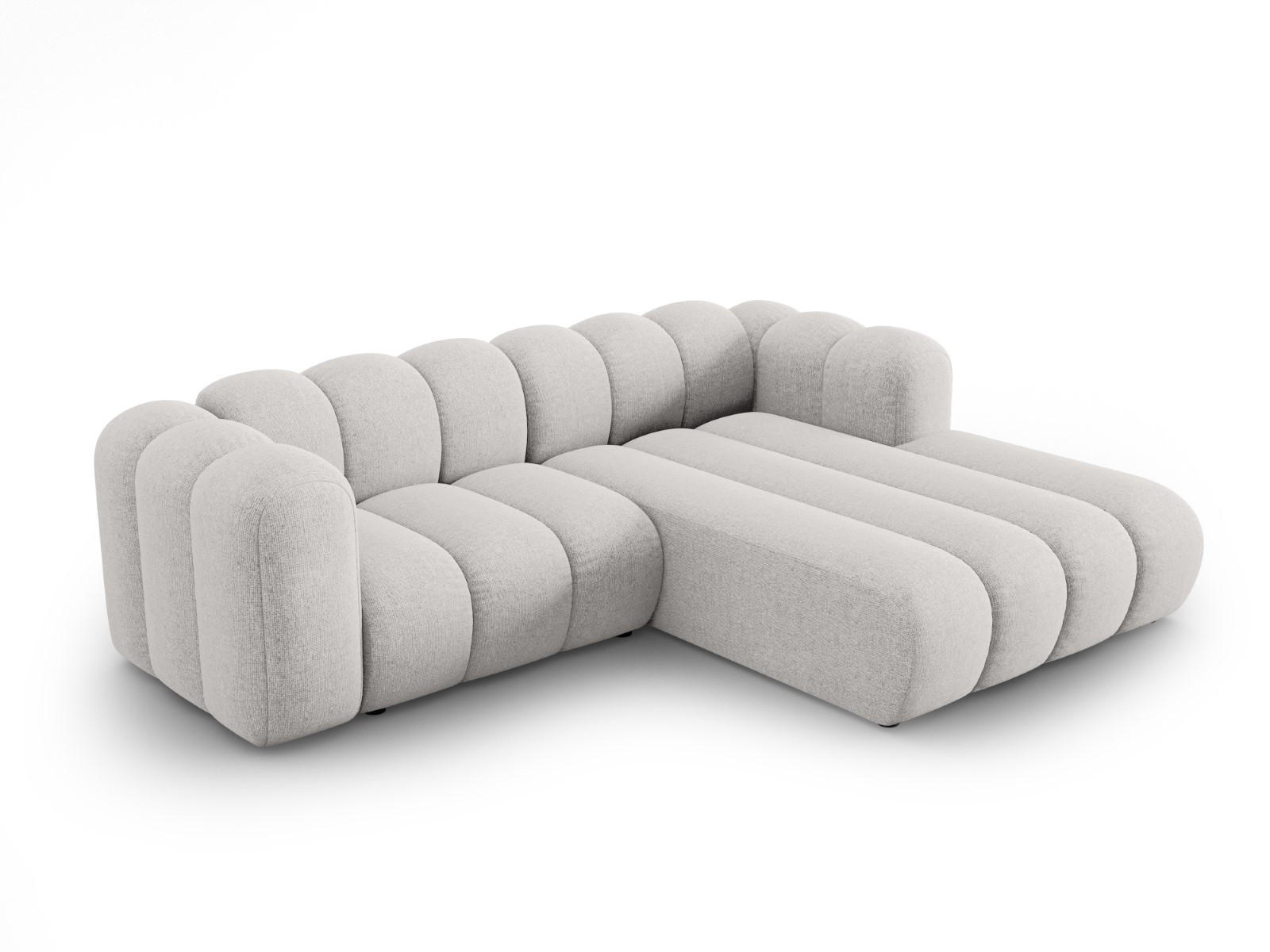 ECKSOFA modular rechts Lupine aus Chenille-Stoff hellgrau 3 Sitzplätze - Hellgrau, Textil (177/230cm) - Micadoni