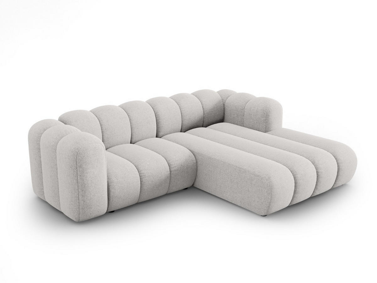 ECKSOFA modular rechts Lupine aus Chenille-Stoff hellgrau 3 Sitzplätze - Hellgrau, Textil (177/230cm) - Micadoni