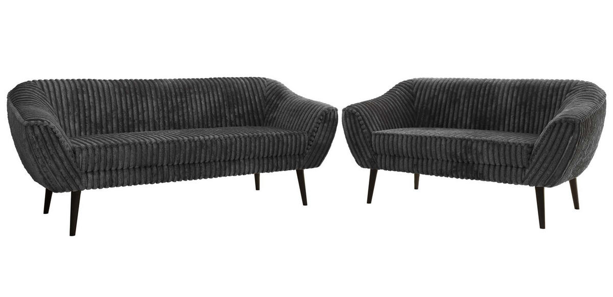 SEDACÍ SOUPRAVA 3+2 PIRS - Šedá Manšestr - Černé nohy - šedá/černá, kompozitní dřevo/textil (180/75/74cm) - MKS